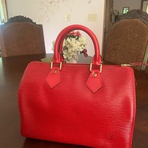 Authentic Vintage Louis Vuitton Red Epi Speedy 25